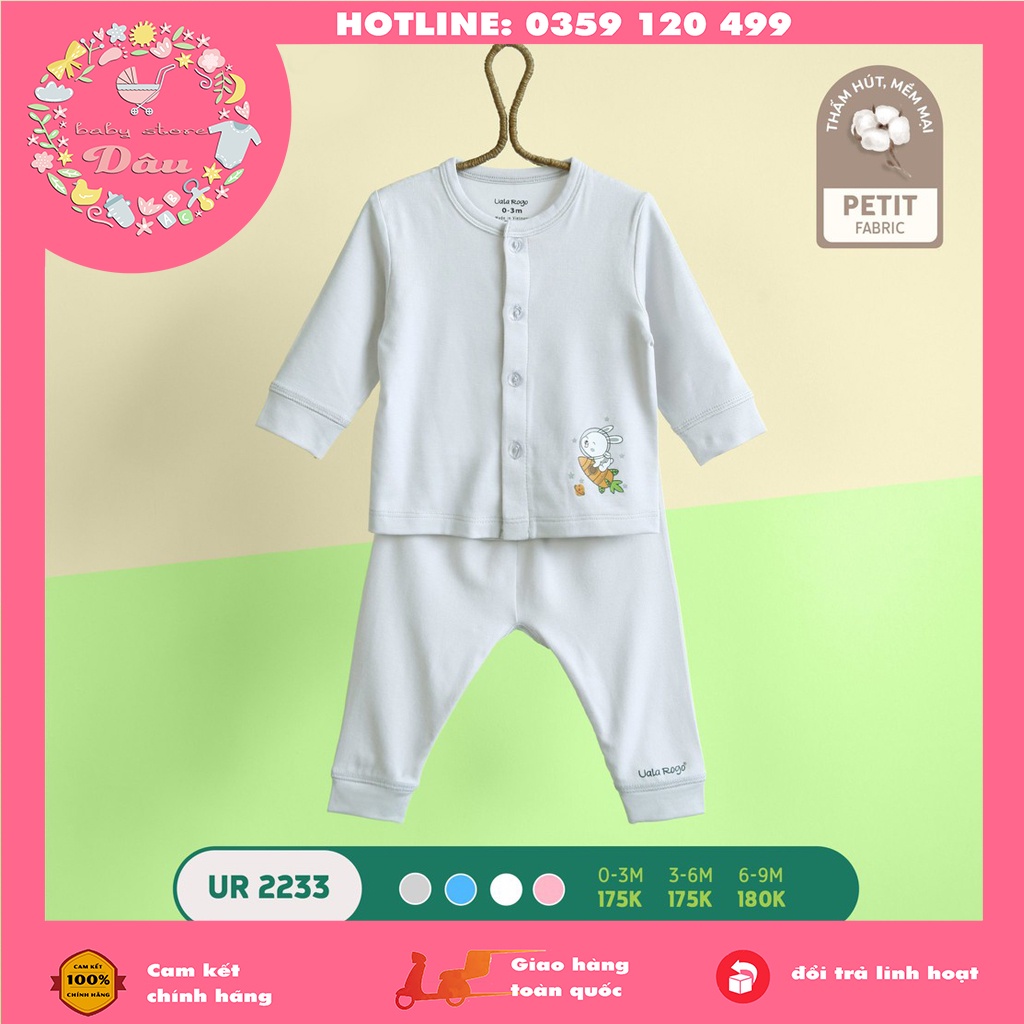 Set quần áo thu đông Ualarogo pettit cài thẳng in hình dễ thương - Chất sợi tre siêu mềm - size từ sơ sinh đến 9 tháng