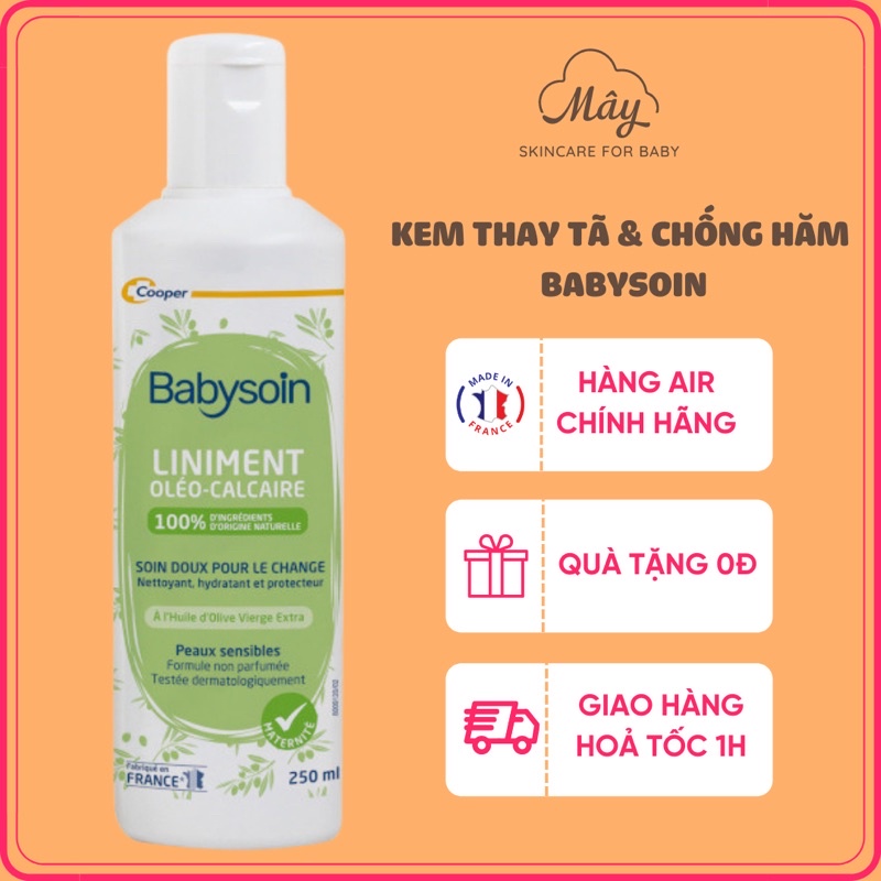 [Hàng Air - Chai nhỏ]Kem thay tã, làm sạch, chống hăm Liniment cho bé từ sơ sinh BabySoin 250ml