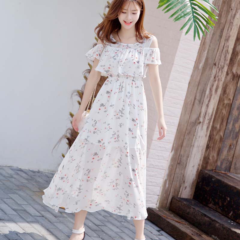 (Hàng sẵn) Đầm hoa dài mùa hè Hàn Quốc vải voan | BigBuy360 - bigbuy360.vn