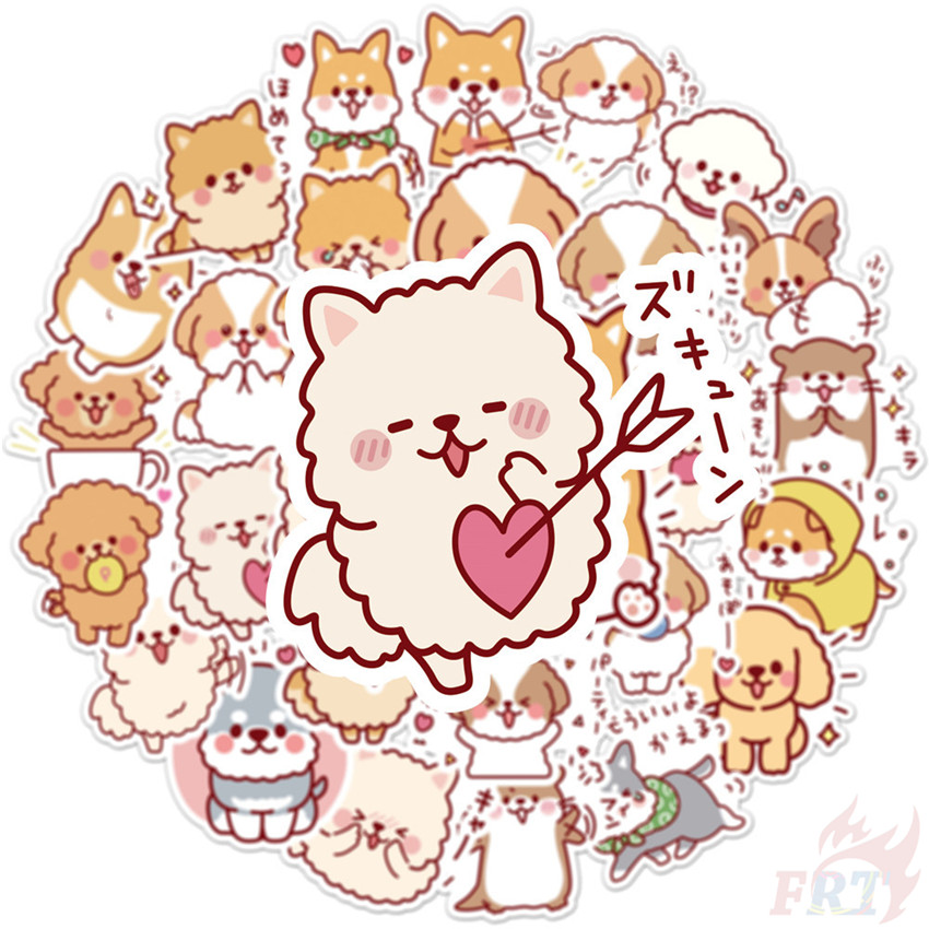 Bộ 50 miếng sticker hình cún lông xù chống thấm dán trang trí DIY xinh xắn