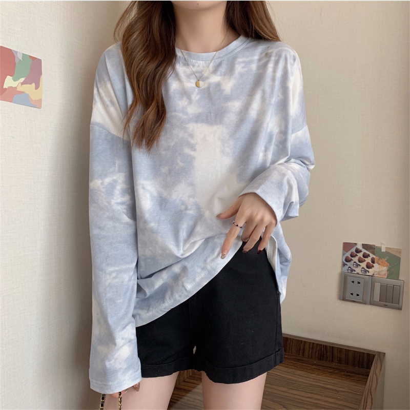 SUXI Áo Thun Nữ Cổ Tròn Dài Tay Kiểu Hàn Quốc Thích Hợp Cho Mùa Thu