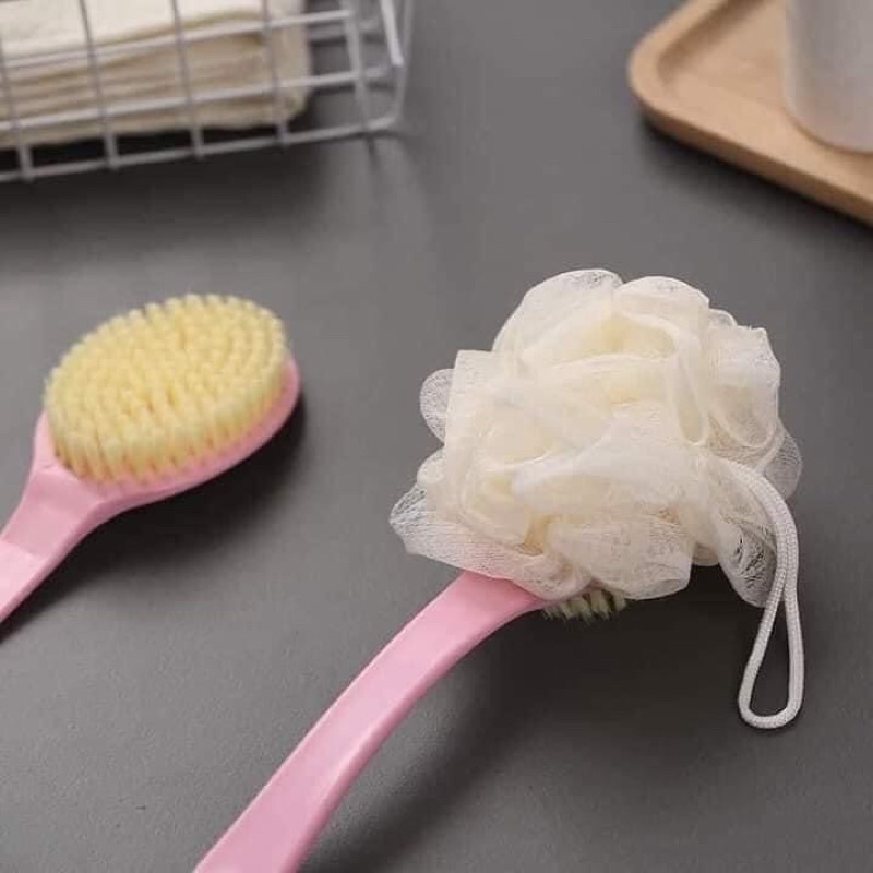 Cọ lưng tắm 2 đầu . Bông tắm kèm bàn chải