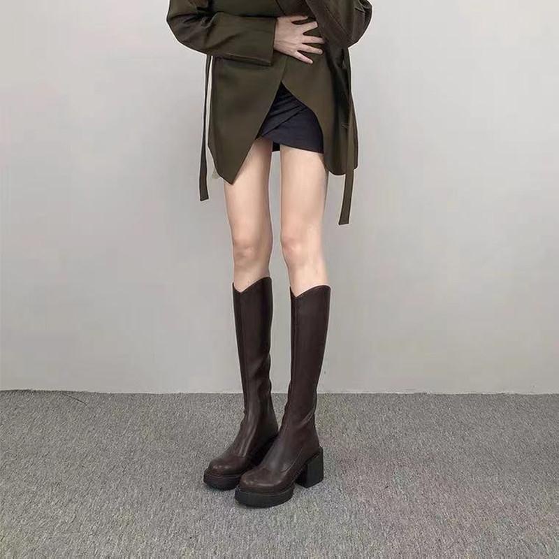 ♤✸☄Giày Bốt Cổ Cao Đế Dày Tăng Chiều Cao Thời Trang Năm 2021 Cho Nữ