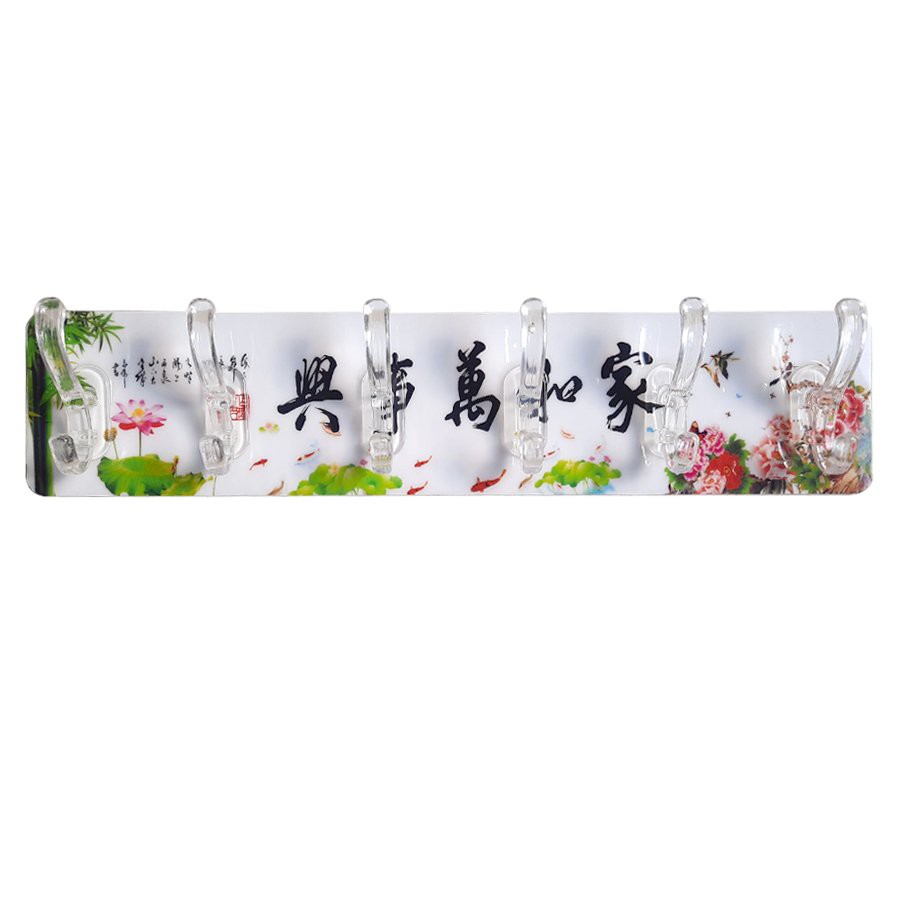 Miếng dán tường siêu chắc loại dài 6 móc treo có sẵn keo