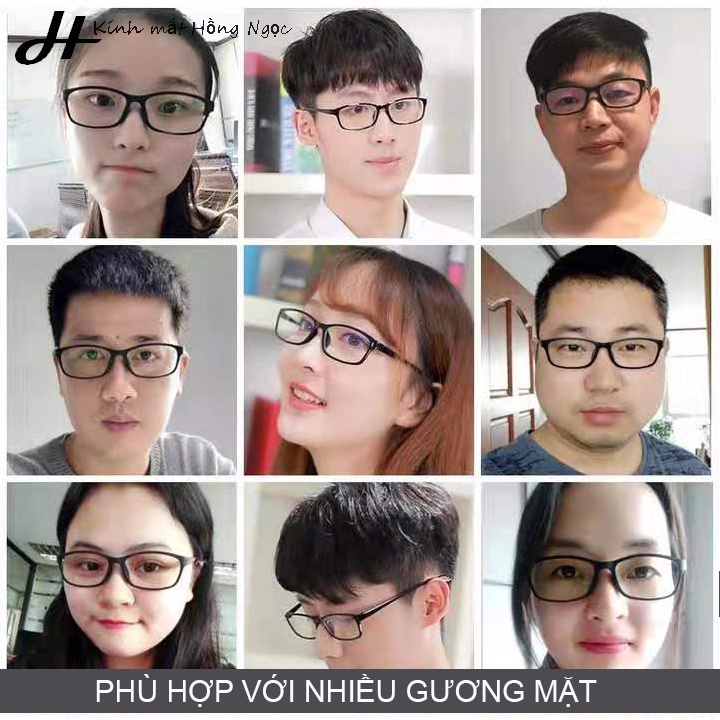 Kính giả cận nam nữ, tròng 0 độ chống ánh sáng xanh [GUM]