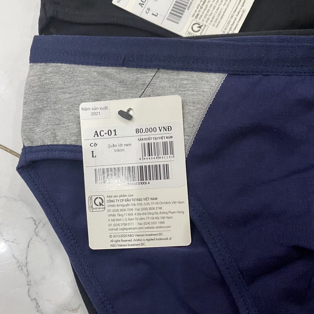 Quần lót nam tam giác cạp nhỏ ARISTINO cotton mềm mát cho người trên 85kg- AC01