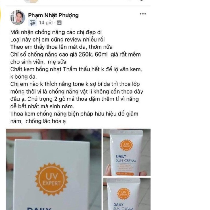 Kem chống nắng DAILY SUN CREAM 3 IN 1 SPF50+ PA ++++ 60ML