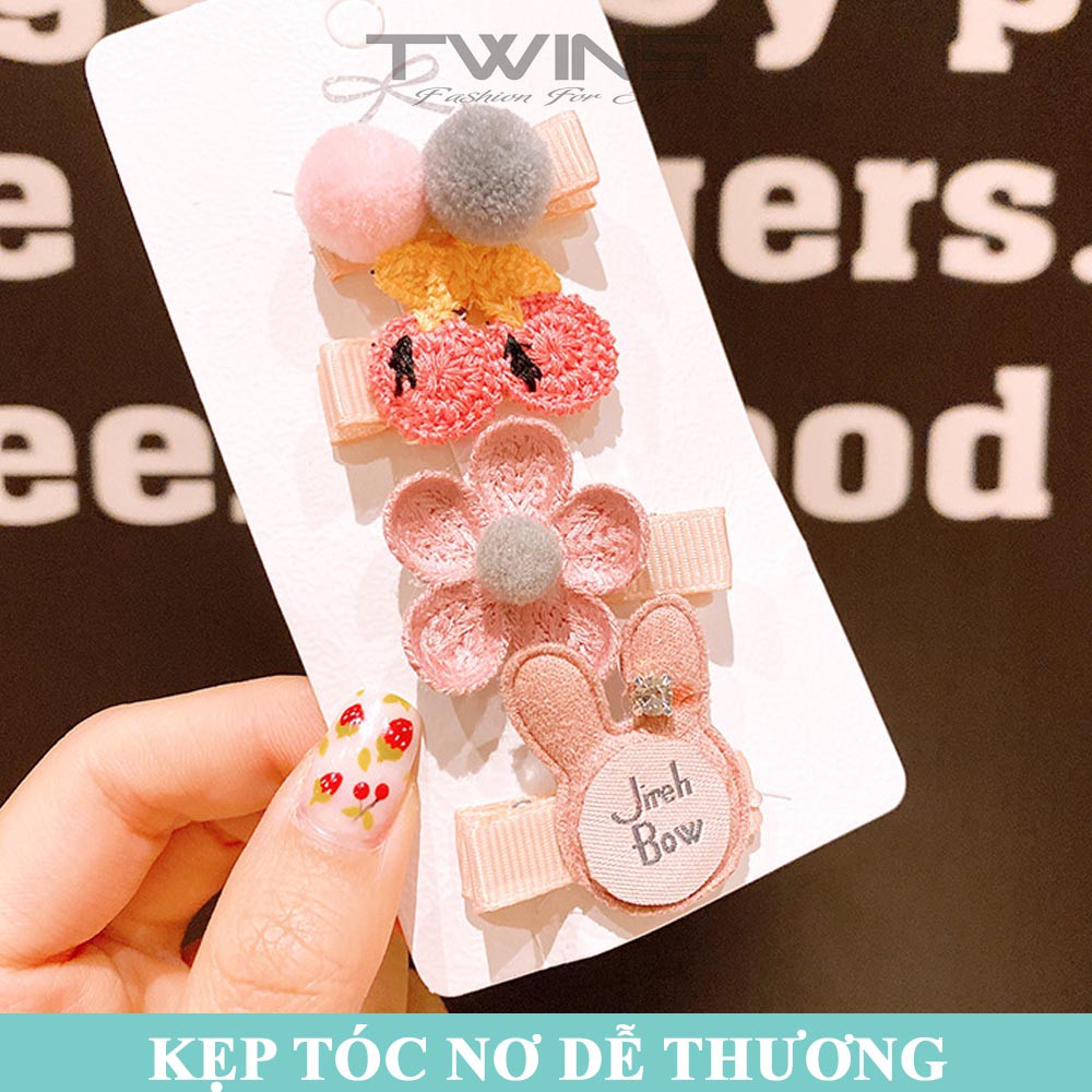 Set 3 kẹp tóc SK105 nơ dễ thương, cute, xinh đẹp phong cách Hàn Quốc cao cấp làm phụ kiện tóc cho bé gái