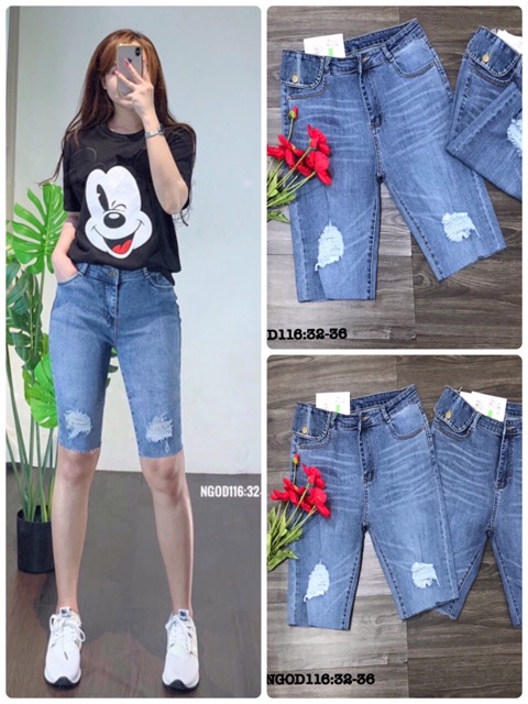 Bigsize 55 đến 85 ký quần jean ngố 7 tấc giãn