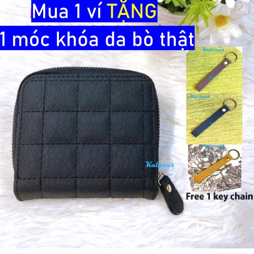 Ví nữ đẹp nhiều ngăn màu đen Kalanos KBNU2210-Den, bóp ví cầm tay nữ da PU, ví nữ ngắn nhỏ gọn giá rẻ thời trang