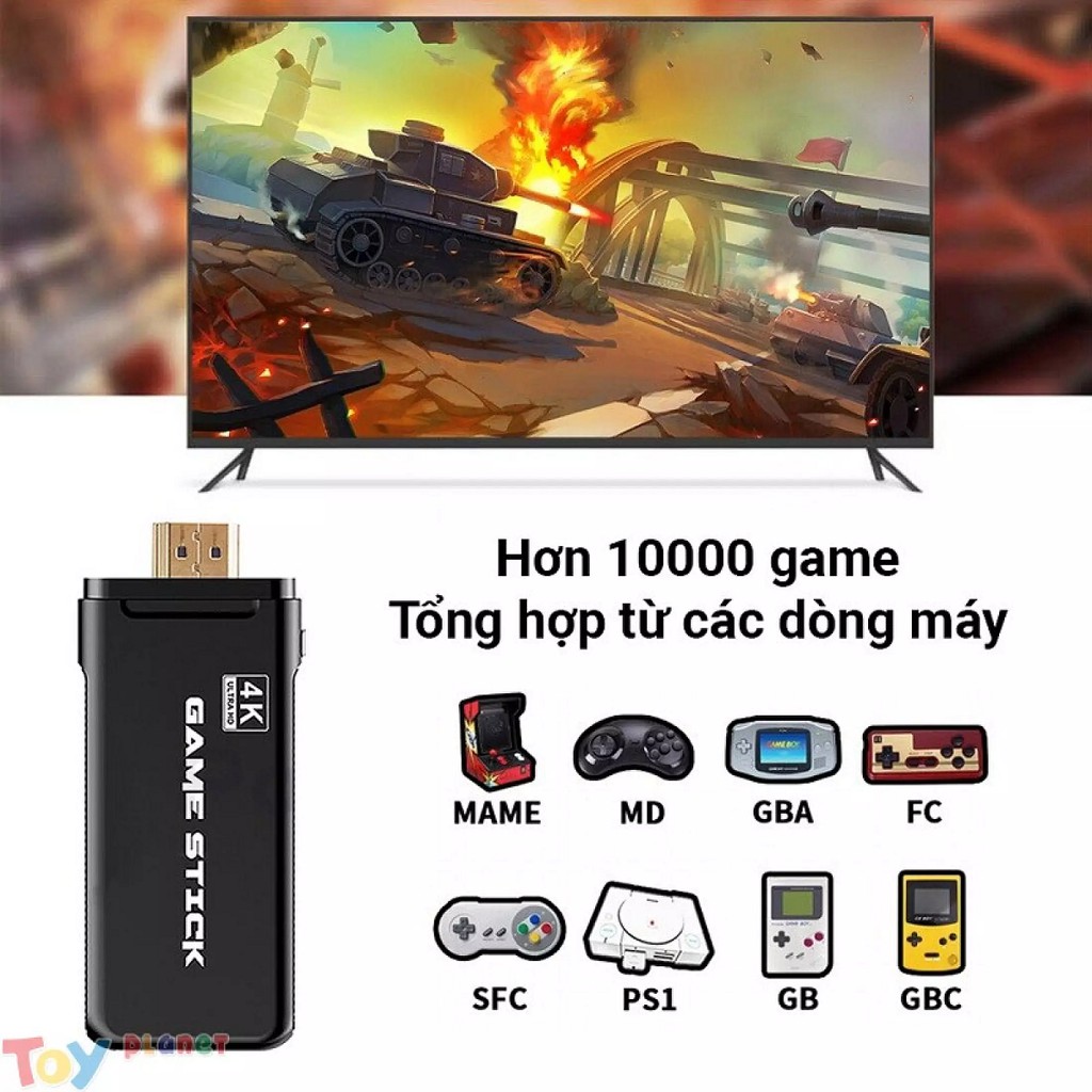 Máy Chơi Game Điện Tử 4 Nút Game Stick 4k 10000 game Trò Chơi Game Cổ Điển ATARI / PS1 / FC / GBA / SFC