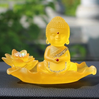 Tượng phật Chibi thiền lá sen bên cạnh bình tỏa hương - CB01