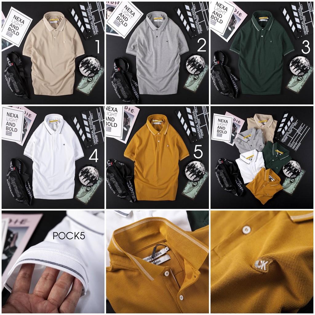 Áo thun có cổ Ci.Key.Jean Pique xin đẹp chất  5 màu cá tính cực đẹp  áo có cổ thời trang mặc quanh năm POCK8