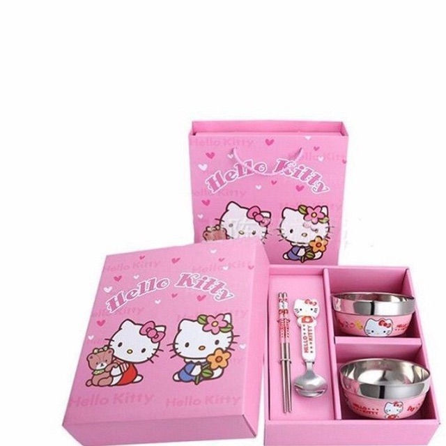 Set bát ăn Hello Kitty - Mèo máy Doremon 
