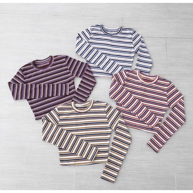 🍒ÁO_CROPTOP_SỌC_TAY_DÀI🥑