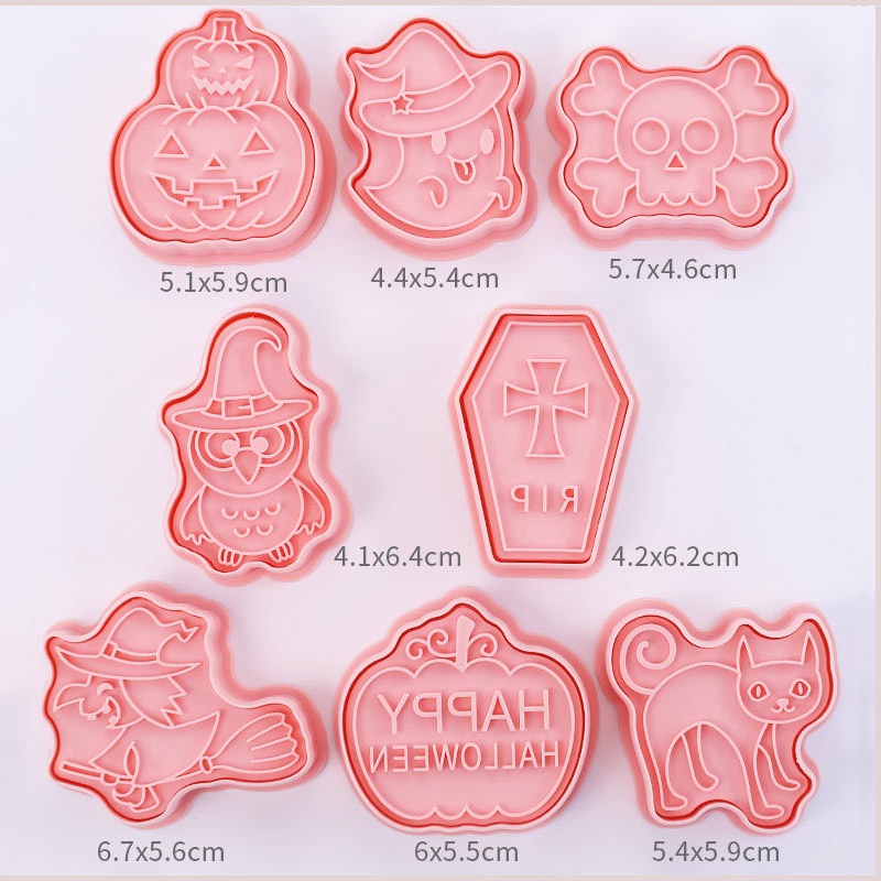 Set 8 Khuôn Cắt Bánh Quy Tạo Hình Chủ Đề Halloween Hoạt Hình