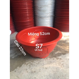 Chậu nhựa trồng cây tứ quý s7 màu đỏ 52x22