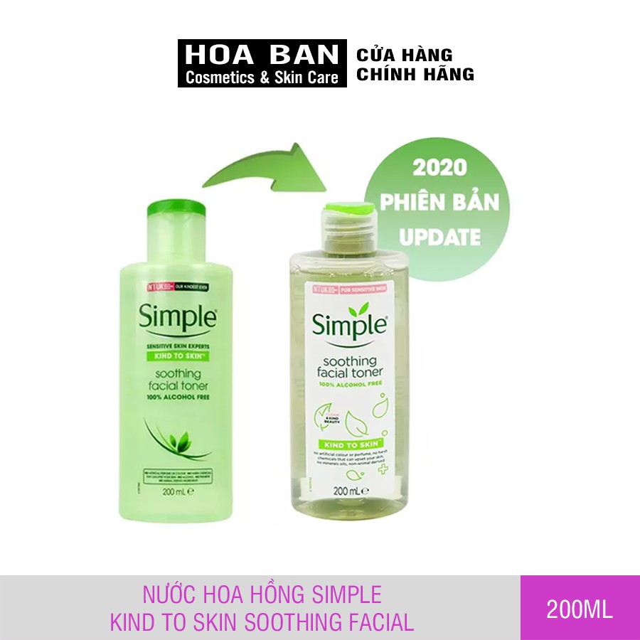 NƯỚC HOA HỒNG SIMPLE Toner 200ml - làm dịu và cân bằng độ ẩm cho da - lành tính không chứa cồn - Hoa Ban Cosmetic | BigBuy360 - bigbuy360.vn