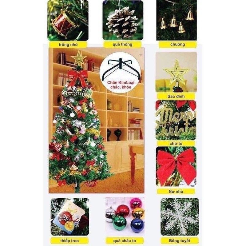 CÂY THÔNG NOEL 1,5M KÈM BỘ TRANG TRÍ HƠN 100 PHỤ KIỆN