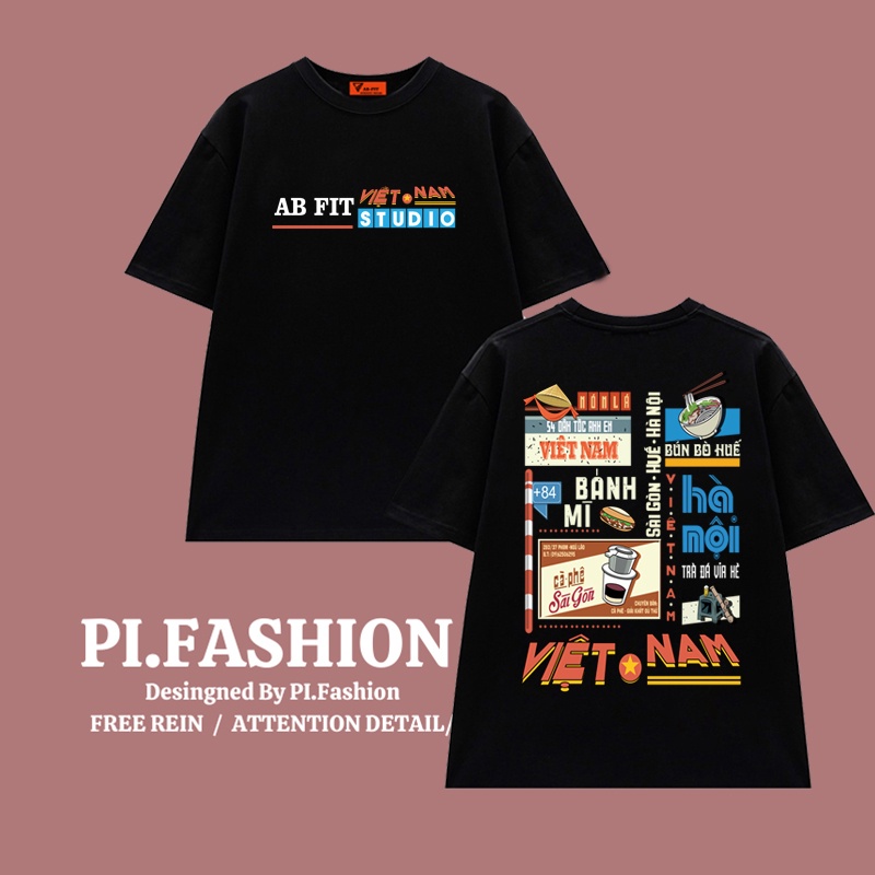 áo thun tay lỡ Việt Nam AB FIT tee form rộng oversize nam nữ unisex