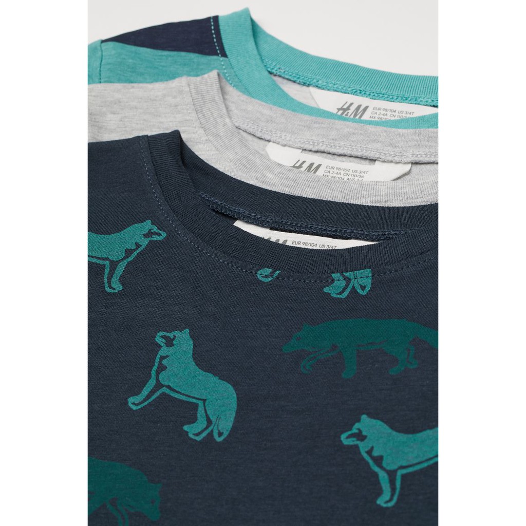 Set 3 áo dài tay sói xám HM H&M sz 2-4, 4-6y_hàng chính hãng Anh