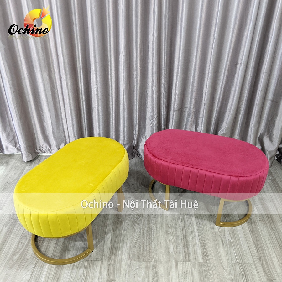 Ghế Băng, Ghế Chờ, Ghế Sofa Cho Shop (Hình Bầu Dục Chân Vàng Sang Chảnh) Size Dài 80 Cao 45Cm (Có Sẵn)