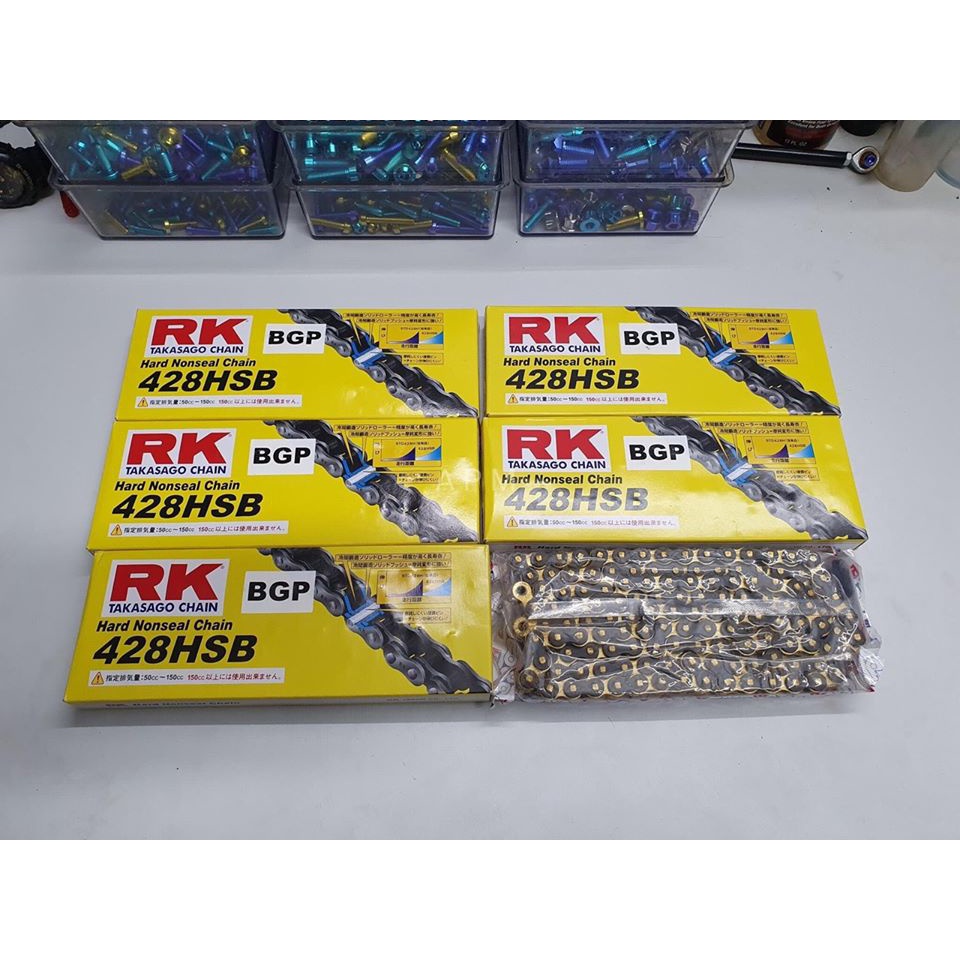 [CHÍNH HÃNG RK] Sên xe máy Exciter / Winner / Raider / Sonic / Satria 428 không phốt cao su Màu Đen Vàng (Black/Gold)
