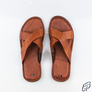 Dép da bò thật quai chéo La Pelle DD 88