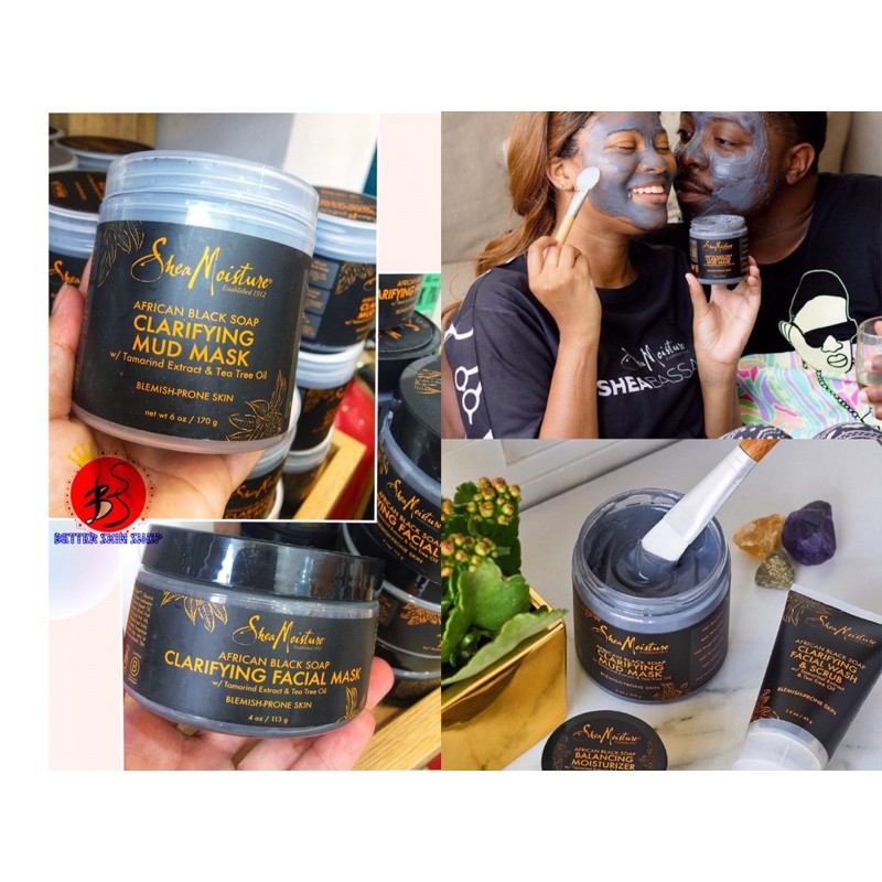 MẶT NẠ BÙN CHO DA DẦU MỤN SHEAMOISTURE AFRICAN BLACK SOAP CLARIFYING MUD MASK