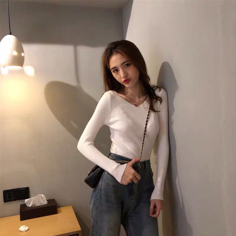 Áo len Nữ Body, áo thun len gân Cổ Tim 3 Màu dưới 59kg - Dáng Ôm G085