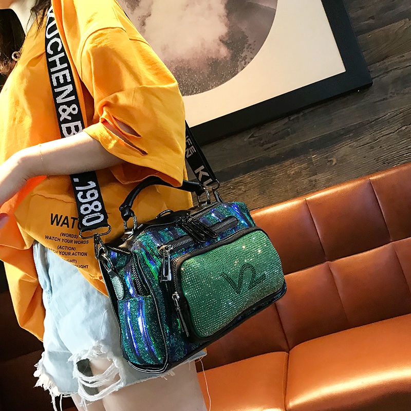 Túi Đeo Chéo Da Thật Dáng Vuông Đính Đá Nhỏ Nhắn Thời Trang Sang Trọng Cho Nữ