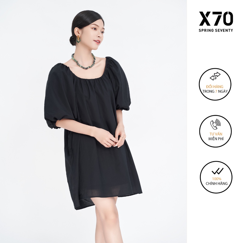 Đầm Nữ Trơn Babydoll Phom Rộng Thiết Kế Tay Phồng Thời Trang X70 - 00800004