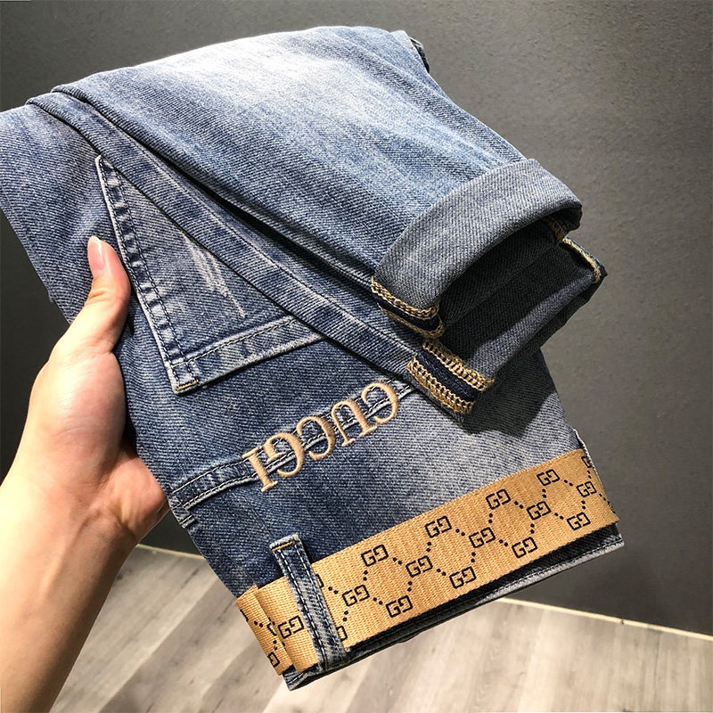 Quần Jean Nam GUCCl cao cấp CHINZ Chất Bò dáng Slimfit Hàn Quốc J1001, Tặng kèm thắt lưng