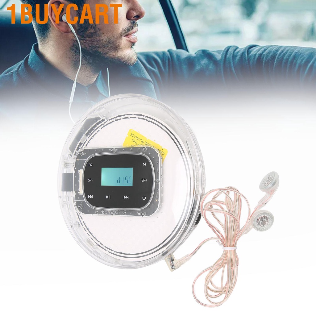 1buycart Portable CD Player Multifunction USB C Rechargeable Car with Earphones for Home Travel
