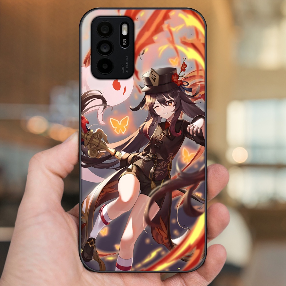 Ốp lưng Oppo Reno 6Z 5G viền đen in hình Hutao Genshin Impact
