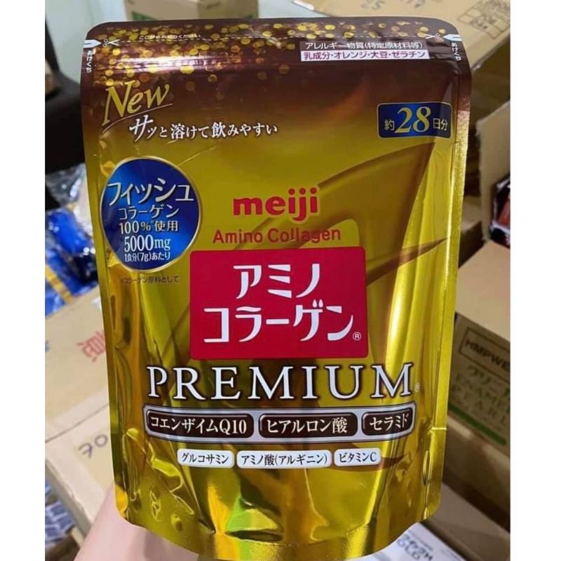 bột amino collagen meiji vàng