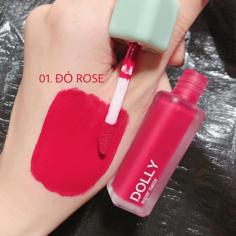 Giá Sỉ [01 Đỏ Rose] Son Kem Lì Dolly Super Matte Không Chì Màu Đỏ Rose [01] Tách Sét