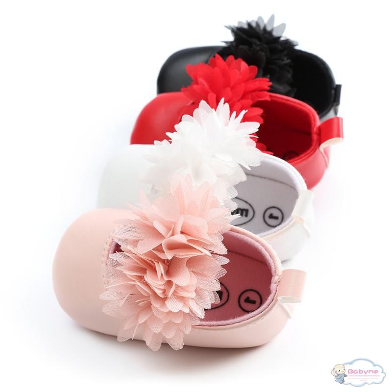 Giày búp bê màu trơn đính hoa xinh xắn đáng yêu cho bé gái