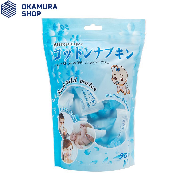 Nikkori - Khăn Giấy Khô Dạng Viên Chất Lượng Nhật Bản ( Dạng Túi Lớn 50 Viên)