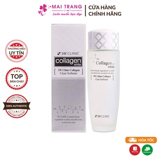 [ Hàng Chính Hãng ] Nước hoa hồng dưỡng trắng da và ngừa nếp nhăn 3W CLINIC COLLAGEN WHITE CLEAR SOFTENER 150ml