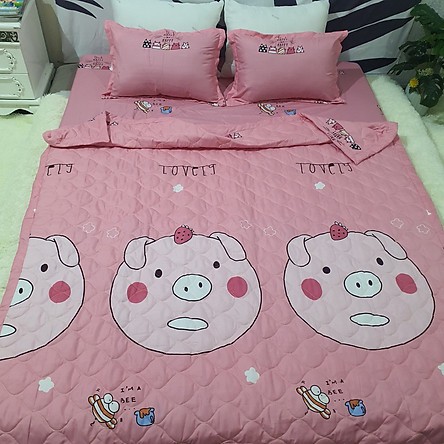 Bộ Chăn Hè Ga Gối 4 Món 1m2,1m4,1m6 Vải Cotton poly được chọn mẫu,doremon đàn