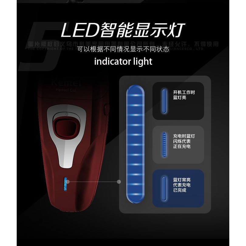 Bộ tông đơ cắt tóc Kemei KM-1123 chạy bằng điện không dây với lưỡi cắt đôi có thể sạc lại