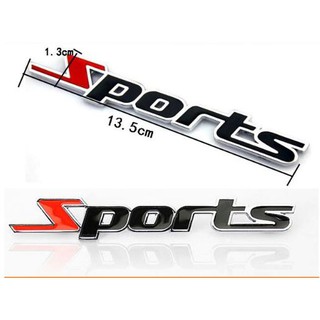 Combo 02 logo chữ Sports 3D kim loại trang trí xe hơi