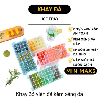 Khay Làm Đá - Khuôn Làm Đá, Thạch Rau Câu 36 Ô Kèm Xẻng Và Nắp Đậy Tiện Lợi 9455 [MINMAXS]