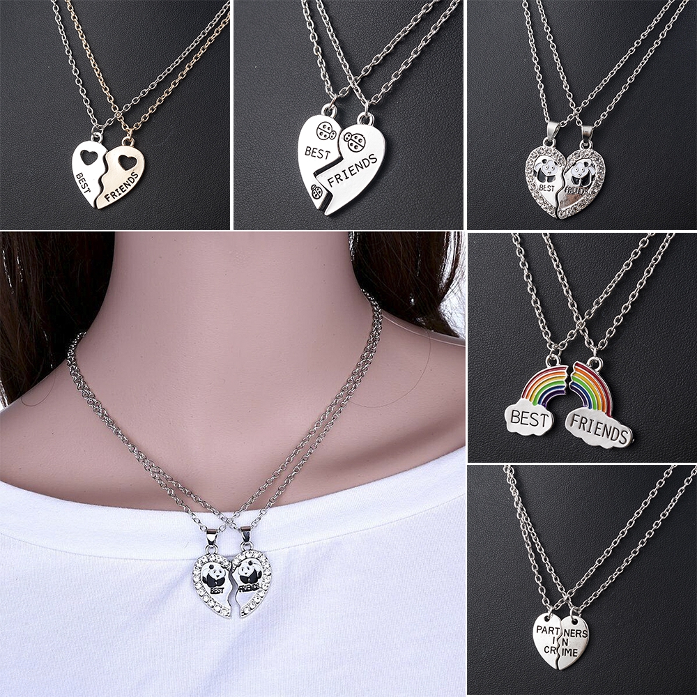 Set 2 vòng cổ đôi thiết kế mảnh ghép độc đáo tùy chọn kiểu dáng dành cho bạn thân