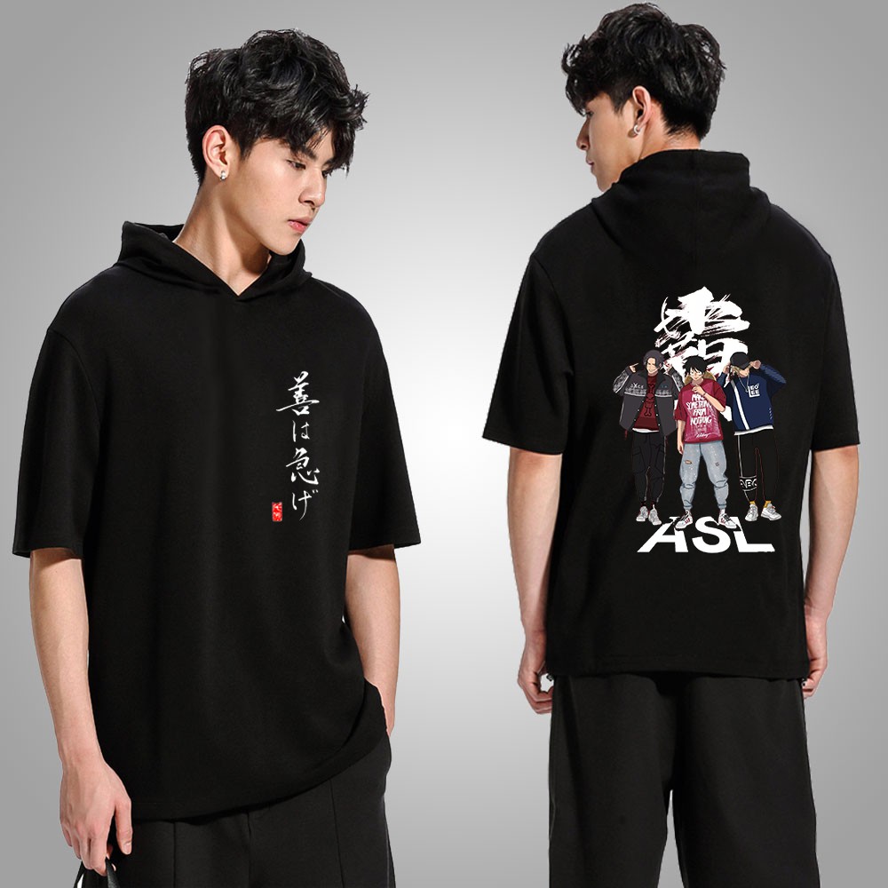 Áo thun Hoodie tay lỡ Ace Sabo Luffy One Piece ANime có mũ dáng unisex