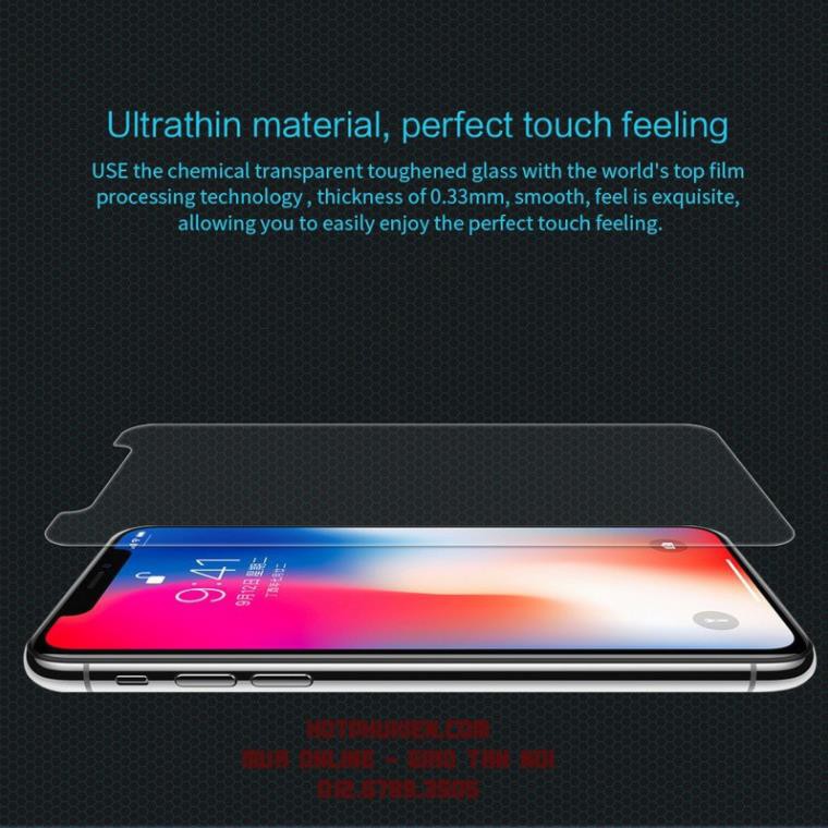 [BH 1 ĐỔI 1] Miếng Dán cường lực iPhone X chính hãng Nillkin độ cứng 9H chống bể màn hình tuyệt đối