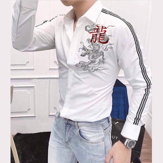 Áo Sơ Mi Nam Hàn Quốc Họa Tiết Rồng Cực Phong Cách | Hàng Đẹp
