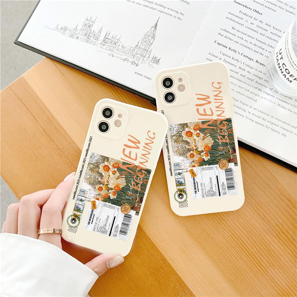 Ốp iphone Hoa cạnh vuông bảo vệ camera dành cho iphone 11 7plus 8plus x xsmax 11pro max 12pro 12promax 13promax e88