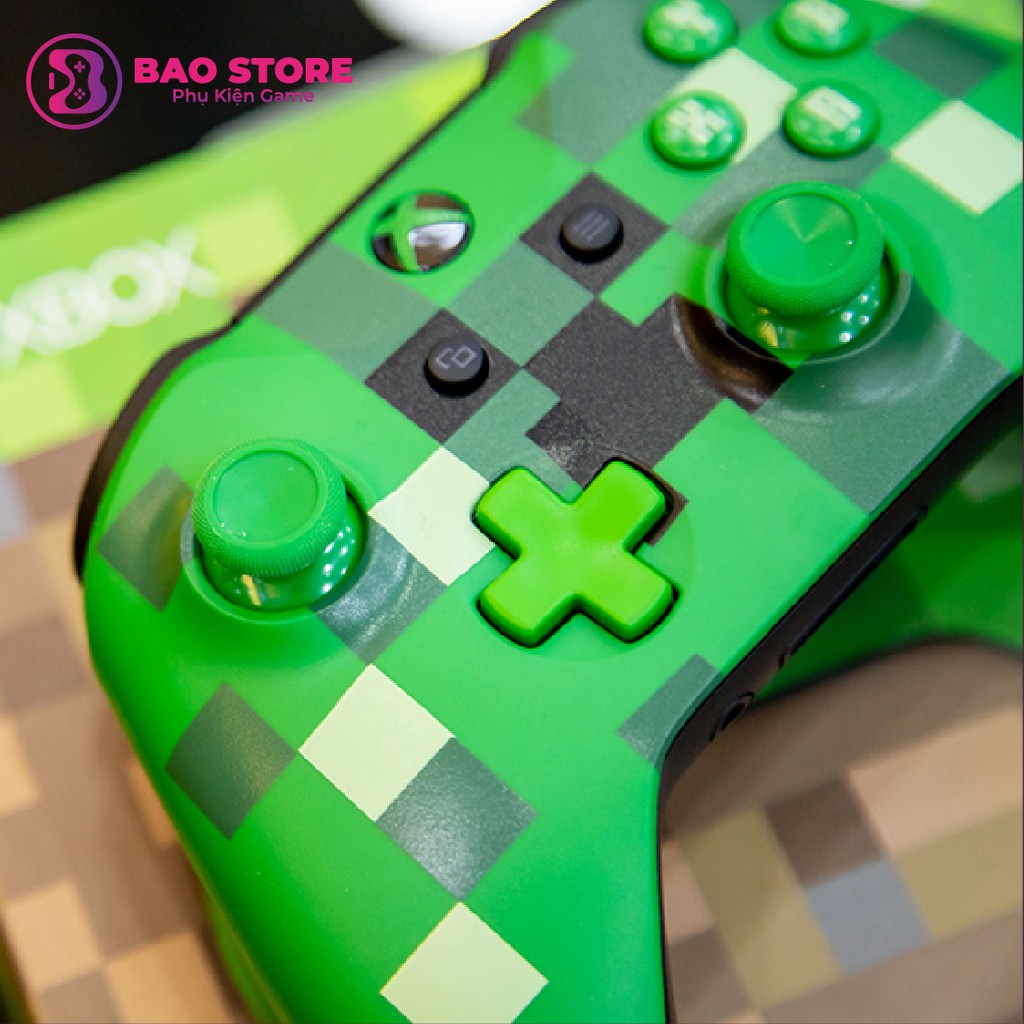 Tay cầm xbox one s chính hãng màu Minecraft Creeper hỗ trợ các game PC, tự động kết nối, thoải mái khi sử dụng